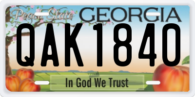 GA license plate QAK1840