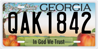 GA license plate QAK1842