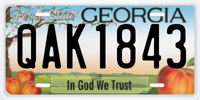 GA license plate QAK1843