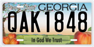 GA license plate QAK1848