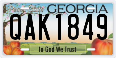GA license plate QAK1849