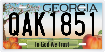 GA license plate QAK1851
