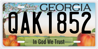 GA license plate QAK1852