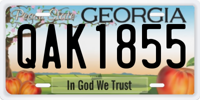 GA license plate QAK1855