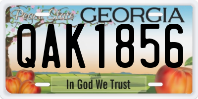 GA license plate QAK1856