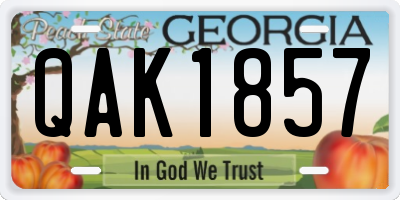 GA license plate QAK1857