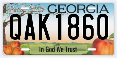 GA license plate QAK1860