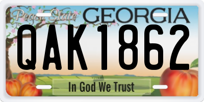GA license plate QAK1862