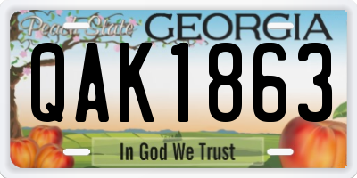 GA license plate QAK1863