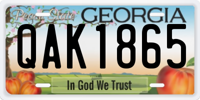 GA license plate QAK1865
