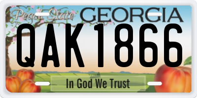 GA license plate QAK1866