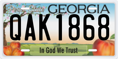 GA license plate QAK1868