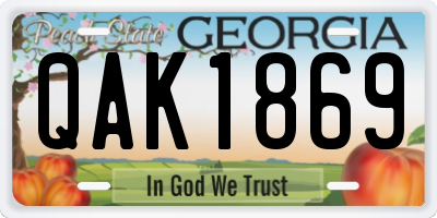 GA license plate QAK1869