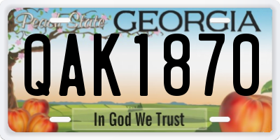 GA license plate QAK1870