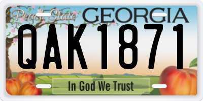 GA license plate QAK1871
