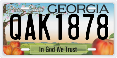 GA license plate QAK1878