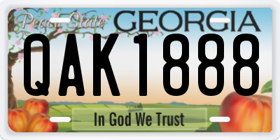 GA license plate QAK1888