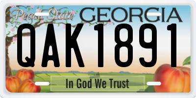 GA license plate QAK1891