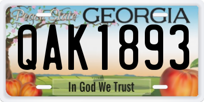 GA license plate QAK1893