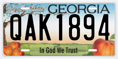 GA license plate QAK1894