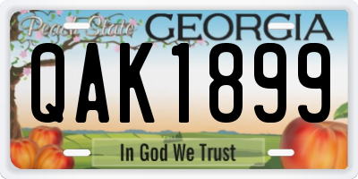 GA license plate QAK1899