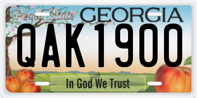 GA license plate QAK1900