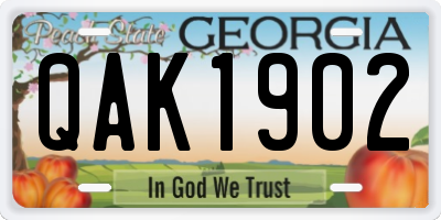 GA license plate QAK1902