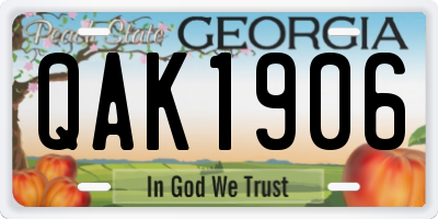 GA license plate QAK1906