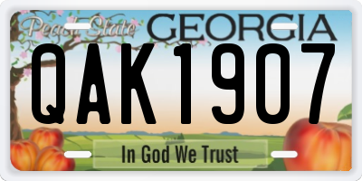 GA license plate QAK1907