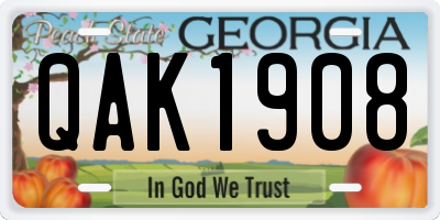 GA license plate QAK1908
