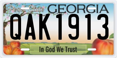 GA license plate QAK1913