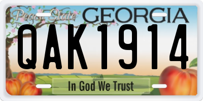 GA license plate QAK1914
