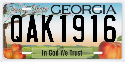 GA license plate QAK1916