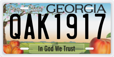 GA license plate QAK1917