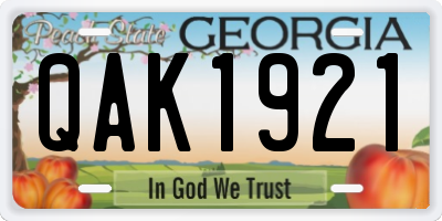 GA license plate QAK1921