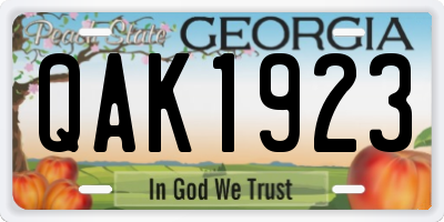 GA license plate QAK1923