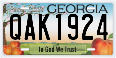 GA license plate QAK1924