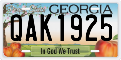 GA license plate QAK1925