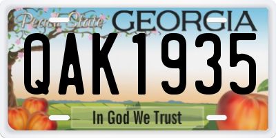 GA license plate QAK1935