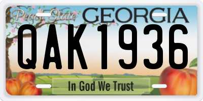 GA license plate QAK1936