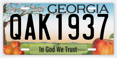 GA license plate QAK1937