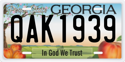GA license plate QAK1939
