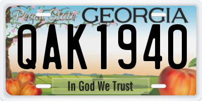 GA license plate QAK1940