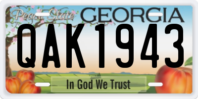 GA license plate QAK1943
