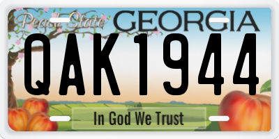 GA license plate QAK1944