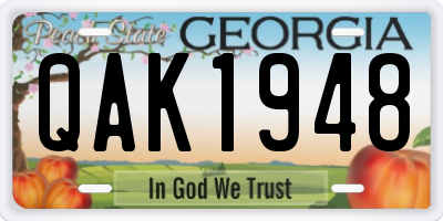 GA license plate QAK1948