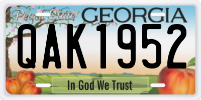 GA license plate QAK1952