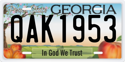 GA license plate QAK1953