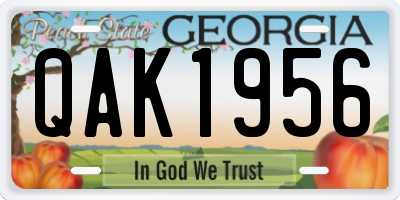 GA license plate QAK1956