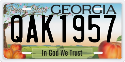 GA license plate QAK1957